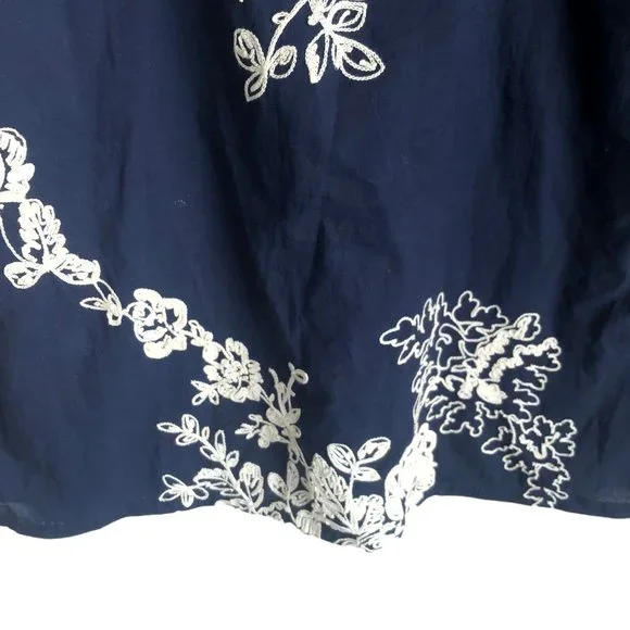 J. Crew Women's Cami Dress Size 10 Floral Embroidered Blue Lined Y2K Knee Length - Picture 7 of 9